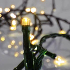 1000 Χριστουγεννιάτικα Λαμπάκια LED Θερμό Λευκό 53μ σε Σειρά με Πράσινο Καλώδιο και Προγράμματα TnS