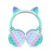 Ασύρματα Bluetooth On Ear Ακουστικά Γαλάζια Cat Pop it