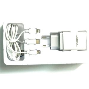 Treqa Φορτιστής με Θύρα USB-A και Καλώδιο USB-C Λευκός (CS-214)