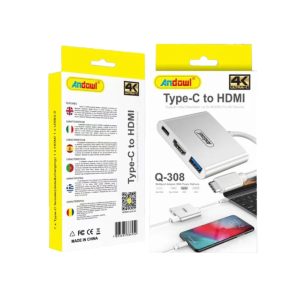 Andowl USB-C Docking Station με HDMI 4K PD Ασημί (AN-Q-308)