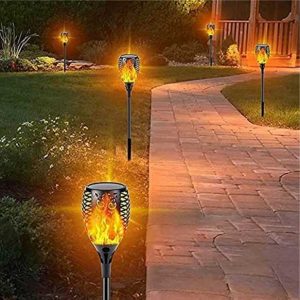 Ηλιακό Φωτιστικό LED με Εφέ Φλόγας 1+1