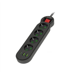 Πολύπριζο Ασφαλείας 4 Θέσεων, 2 USB – 1 Type-C 2m