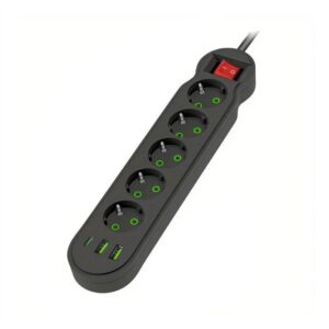 Πολύπριζο Ασφαλείας 5 Θέσεων, 2 USB – 1 Type-C 3m