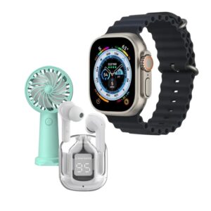Super Set Smartwatch - Ακουστικά & Ανεμιστηράκι Χειρός
